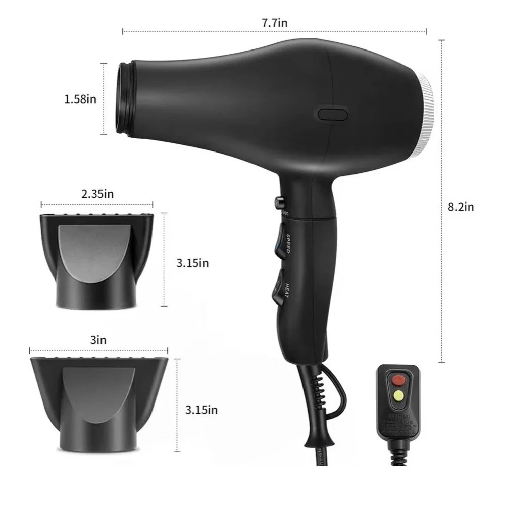 Milin Professional Hair Dryer 1800w AC110 125v‎ 60Hz Black